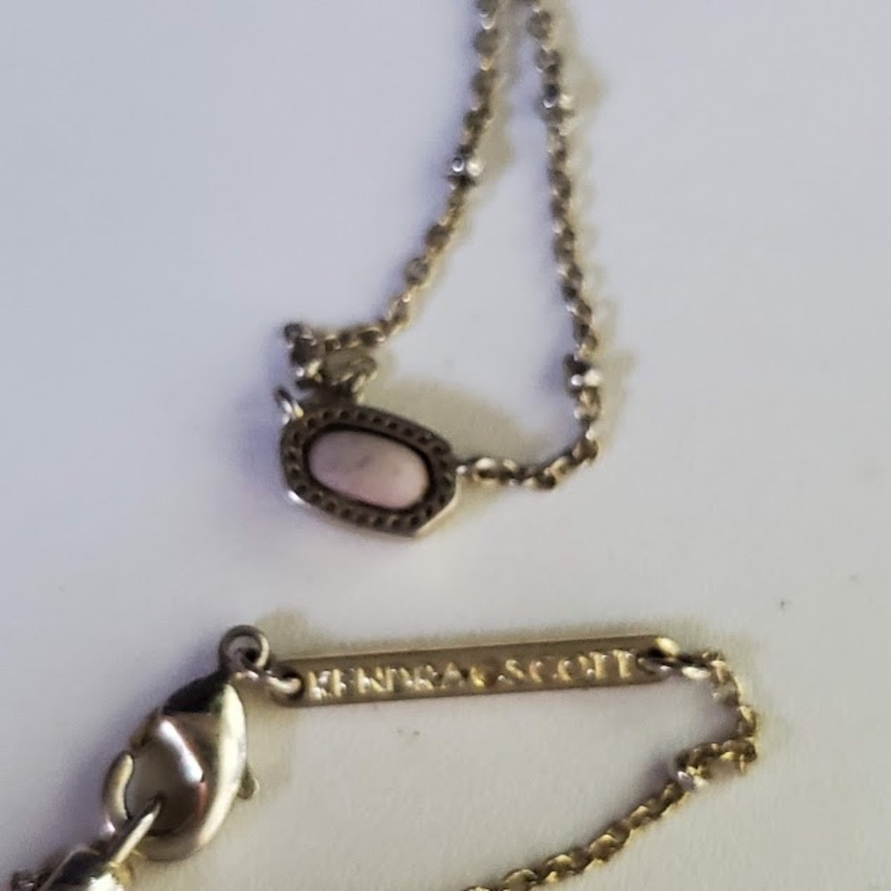 Kendra Scott Mini Elisa Gold Satellite Chain Necklace Pink Stone Pendant Dainty